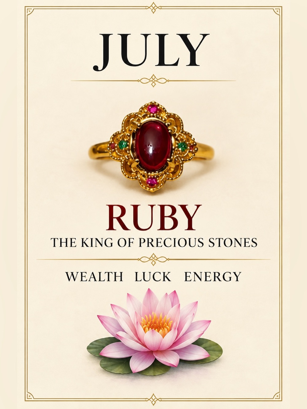 1 ~ Birthstone Rings | Ruby | Adjustable | Nickel Free | July